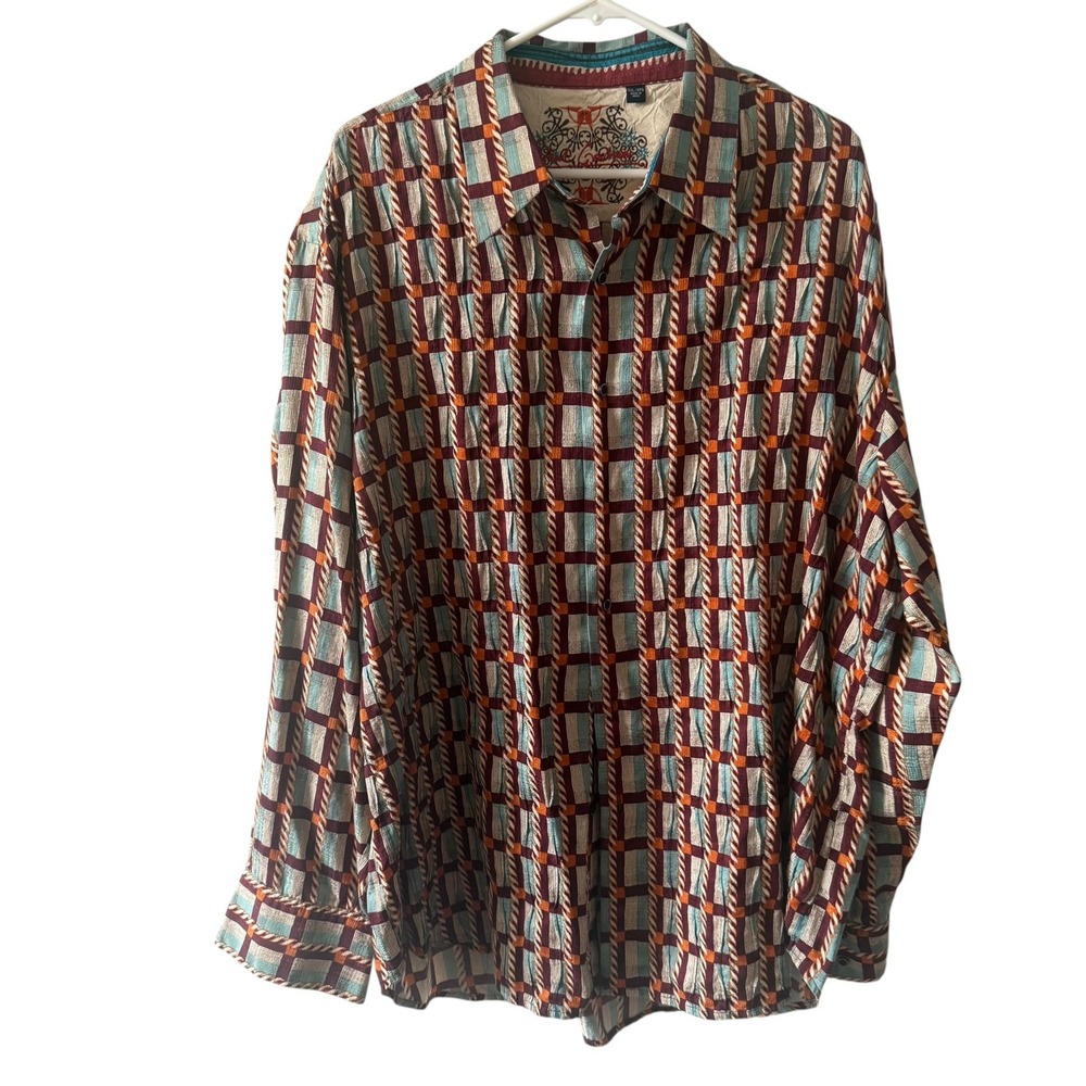 Robert Graham Limited Edition Mens Shirt Silk Blend Geometric 3XL Excellent